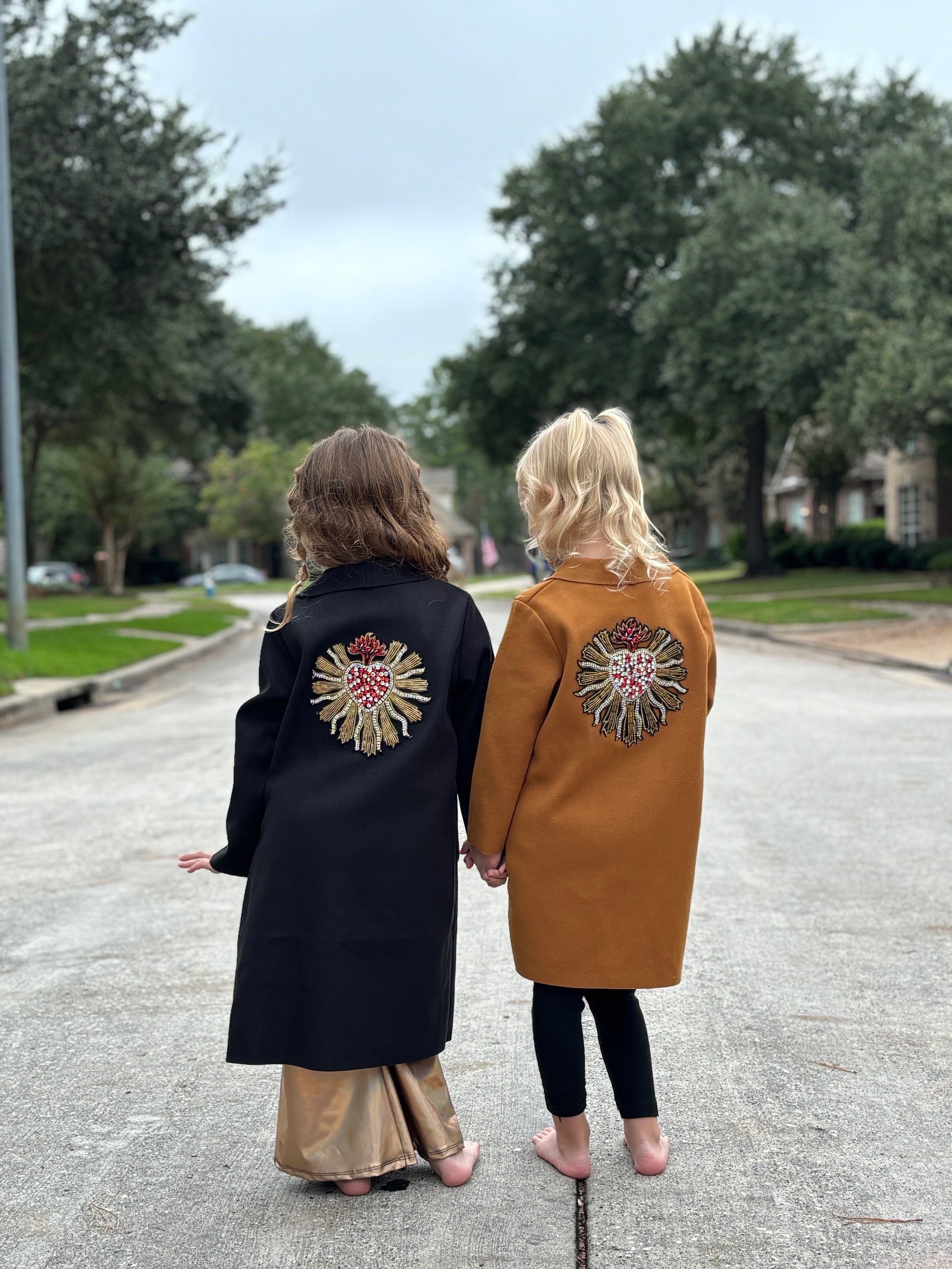 Kids Rhinestone Heart Jacket - Black by The Grove