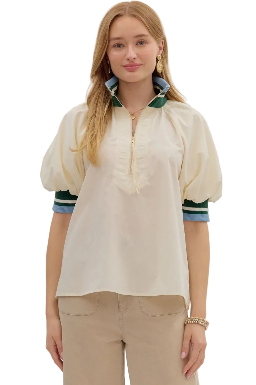 Cotton Cream Sporty Blouse by Entro