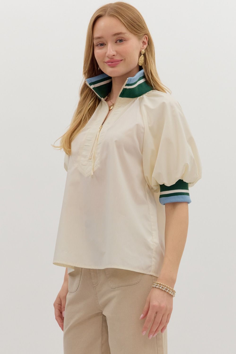 Cotton Cream Sporty Blouse by Entro
