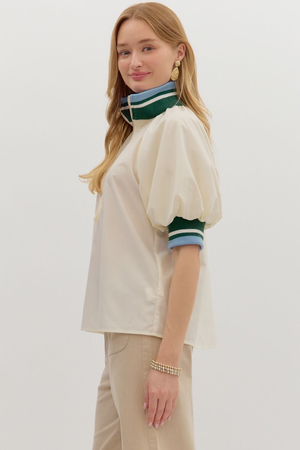 Cotton Cream Sporty Blouse by Entro