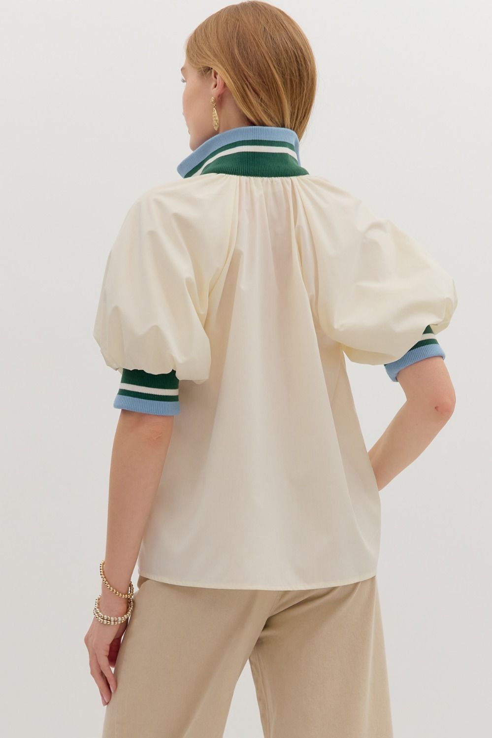Cotton Cream Sporty Blouse by Entro