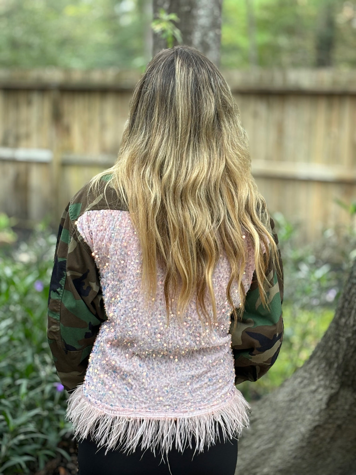Vintage Camo Jacket - Pink Velvet Sequin by Leopard Grove