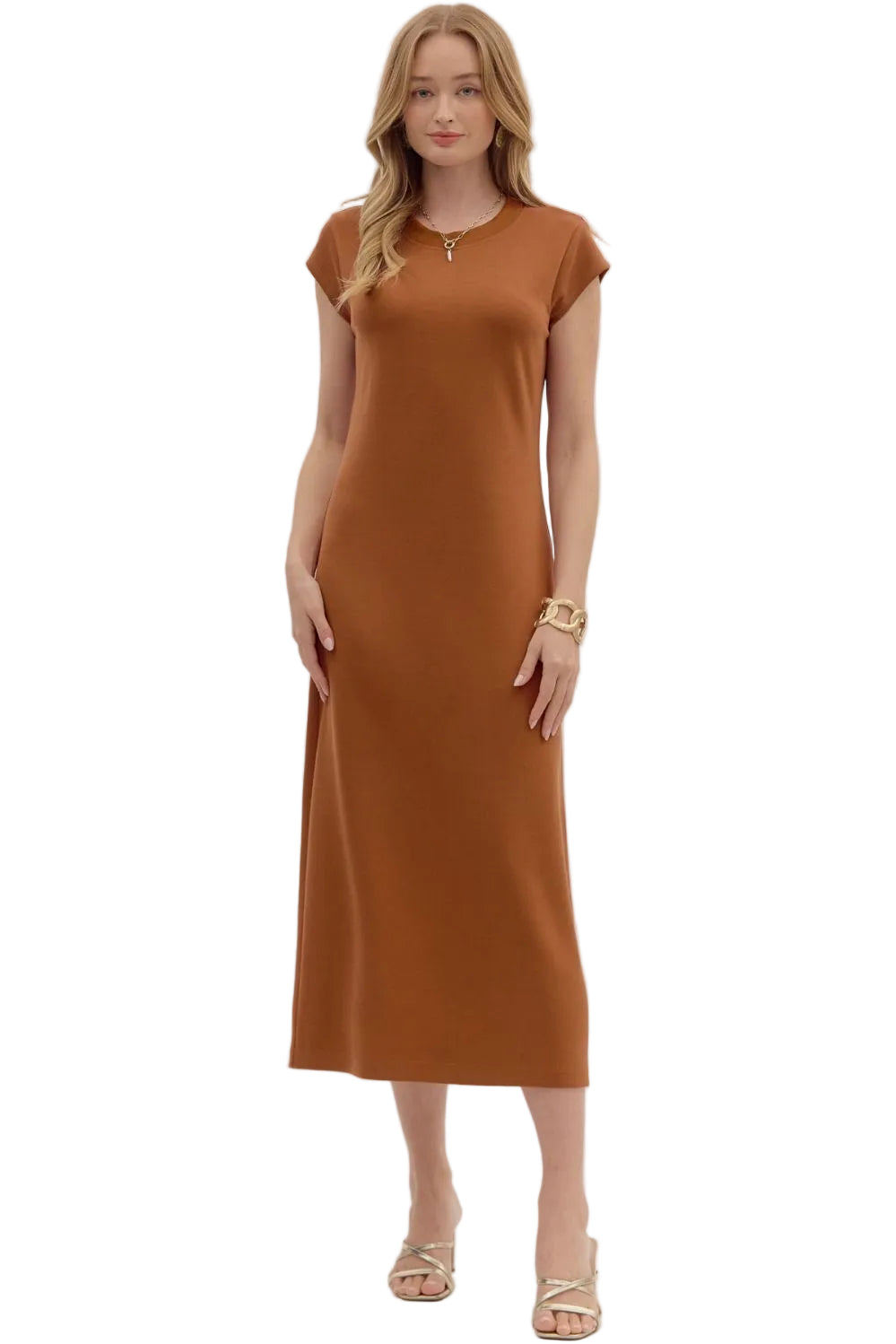 Not Your Basic Chestnut Brown Dress by Entro