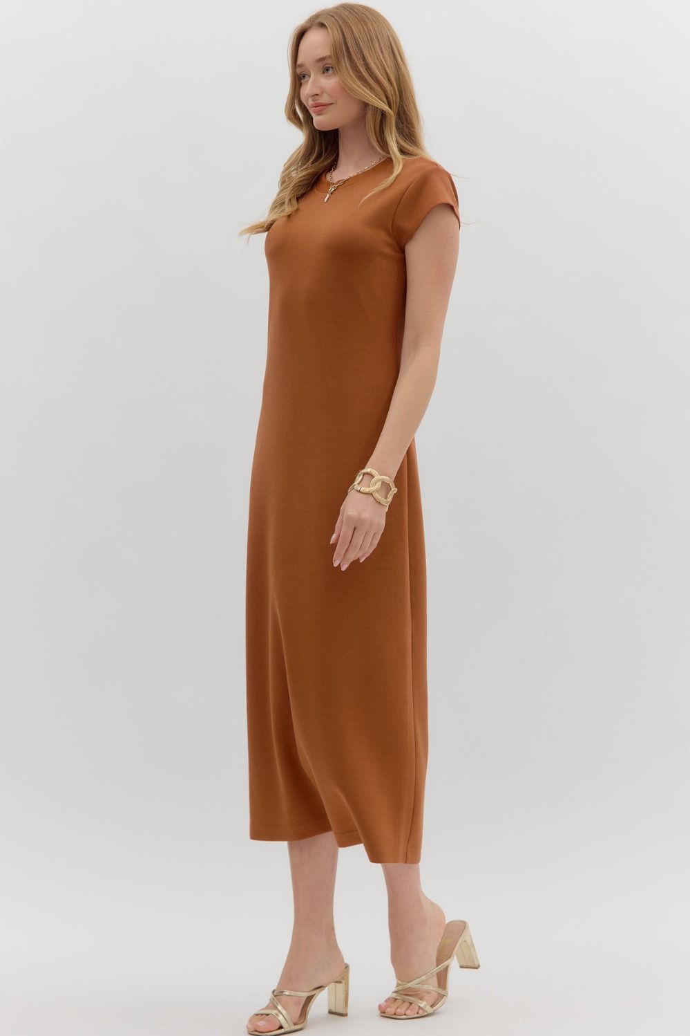 Not Your Basic Chestnut Brown Dress by Entro