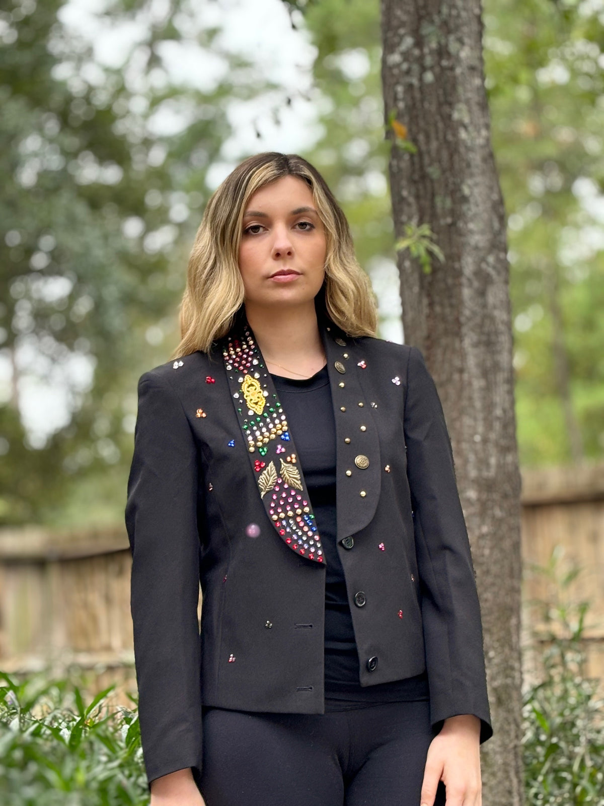 Black Rhinestone Bolero Jacket by The Grove