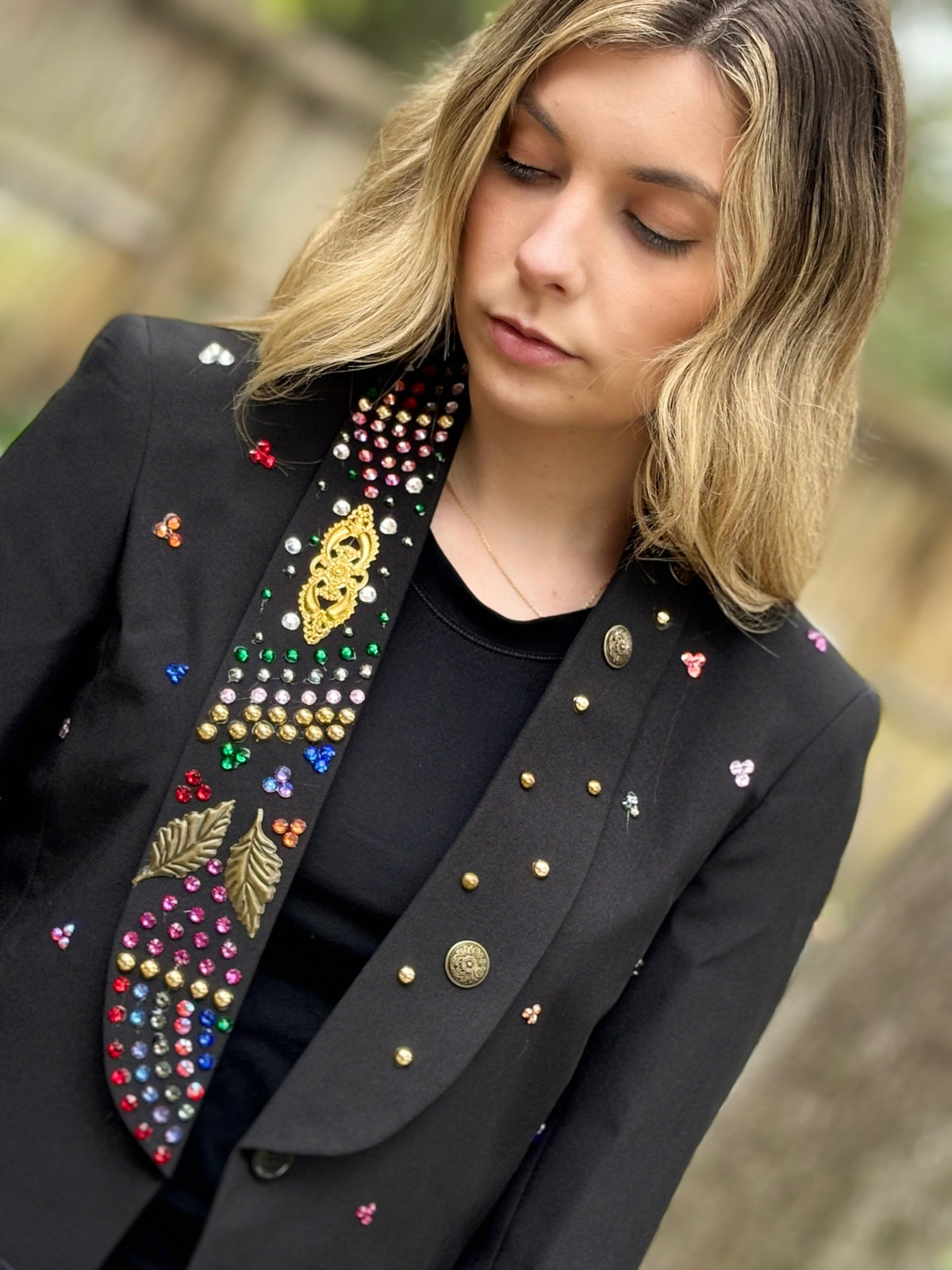 Black Rhinestone Bolero Jacket by The Grove