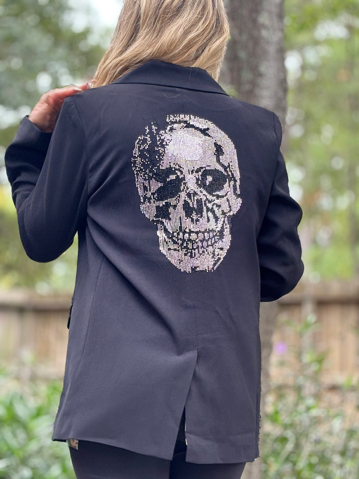 Rhinestone Skull Blazer - Black by The Grove