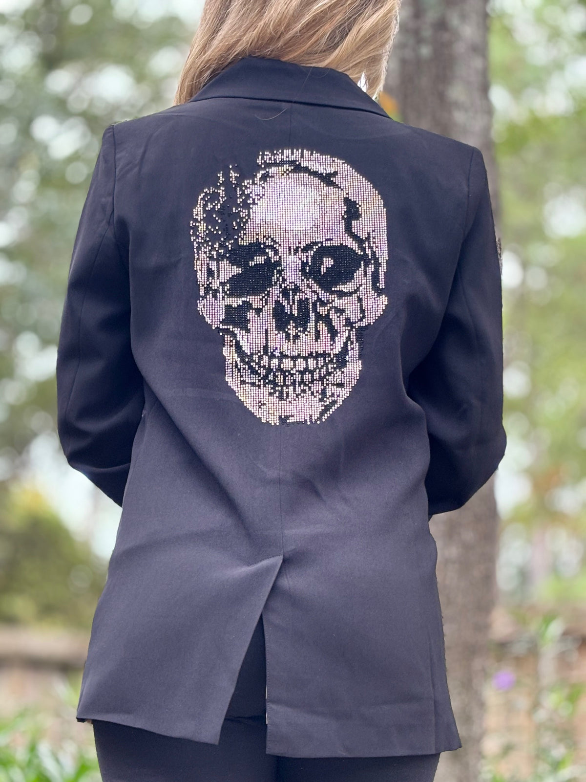 Rhinestone Skull Blazer - Black by The Grove