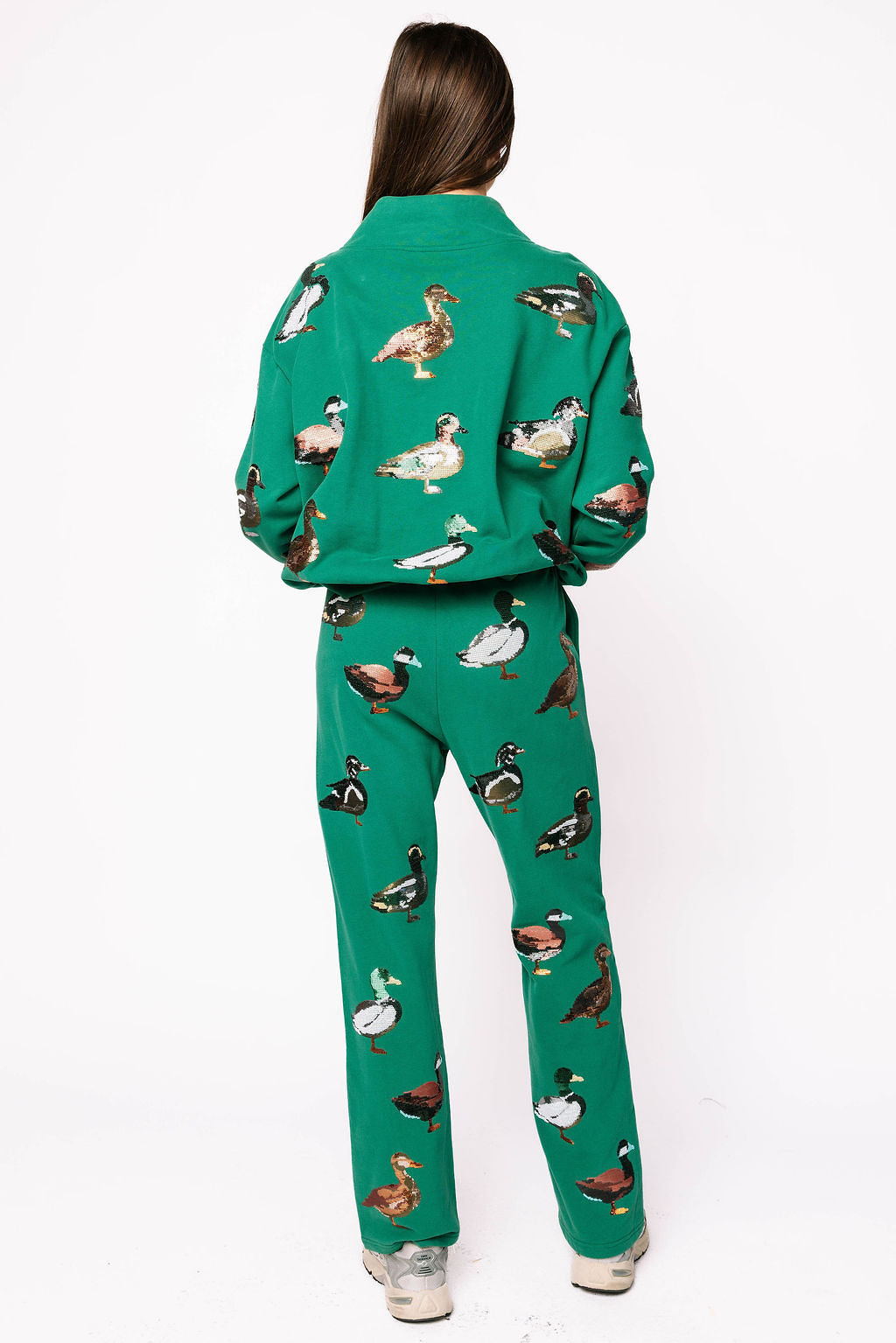 Queen of Sparkles Dark Green Duck Mock Neck Sweatshirt