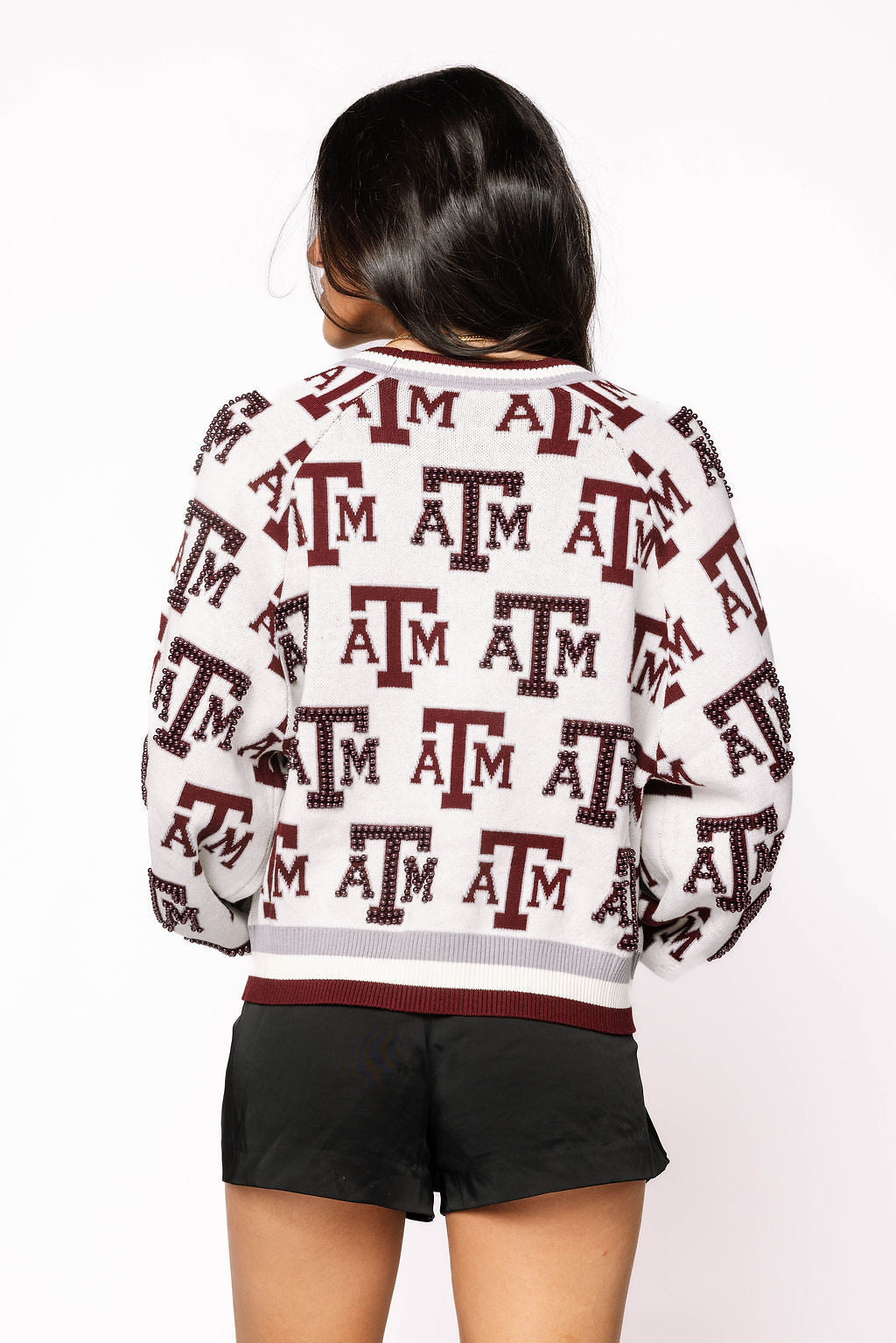 Queen of Sparkles Licensed Texas A&M Knit Mascot Rhinestone Cardigan