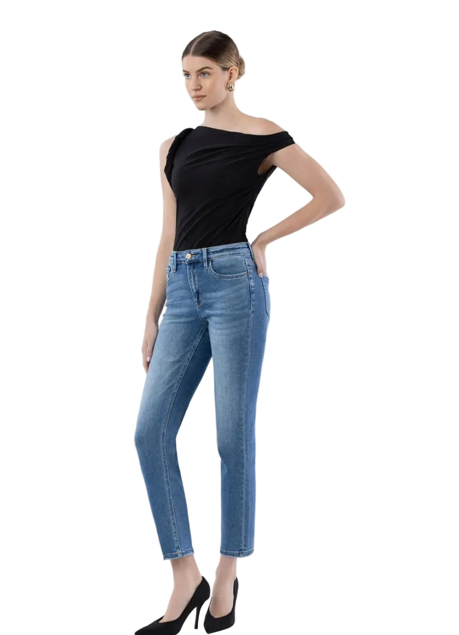 High Rise Slim Straight Denim Jeans