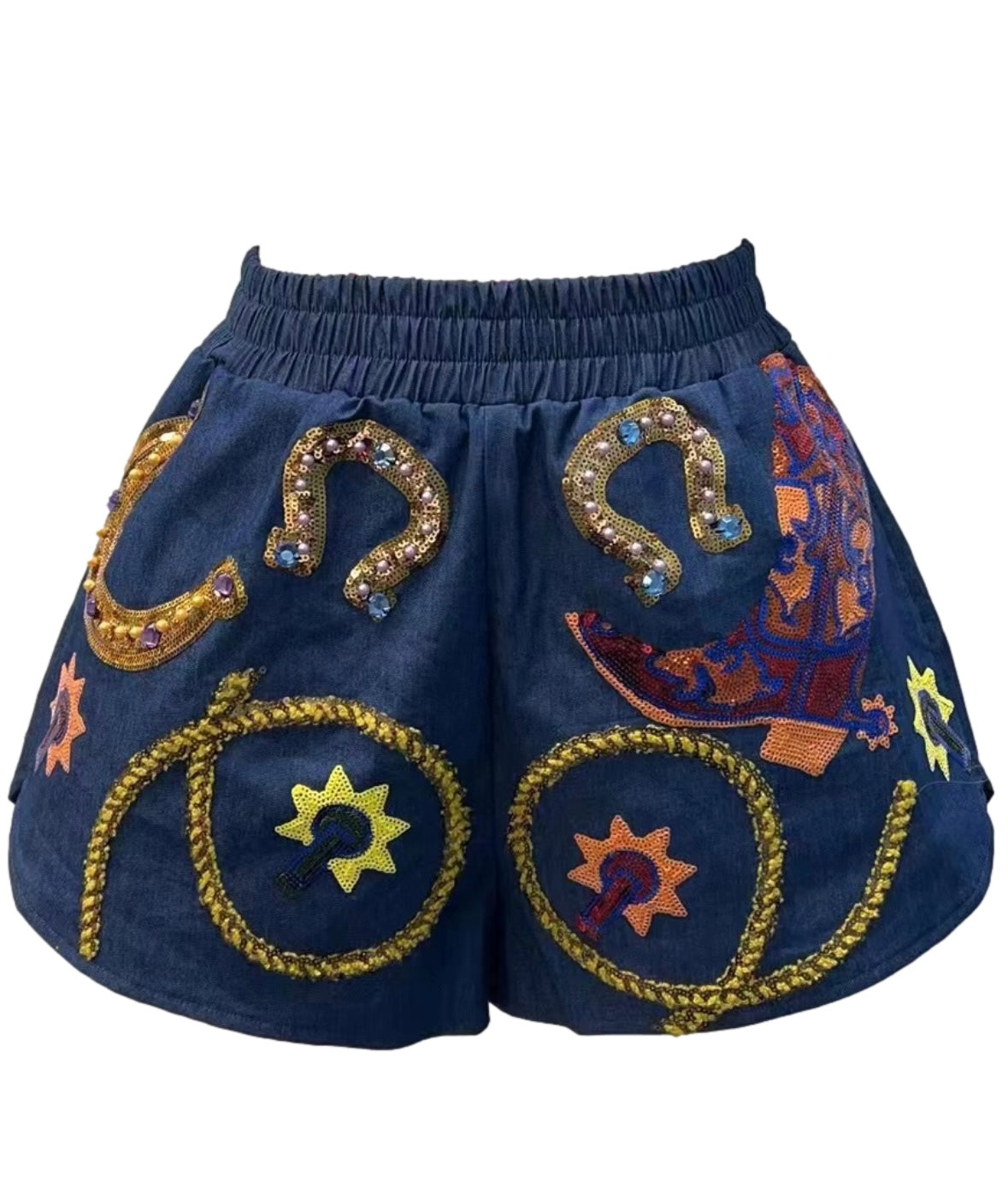 Queen of Sparkles Denim Cowgirl Icon Short Set
