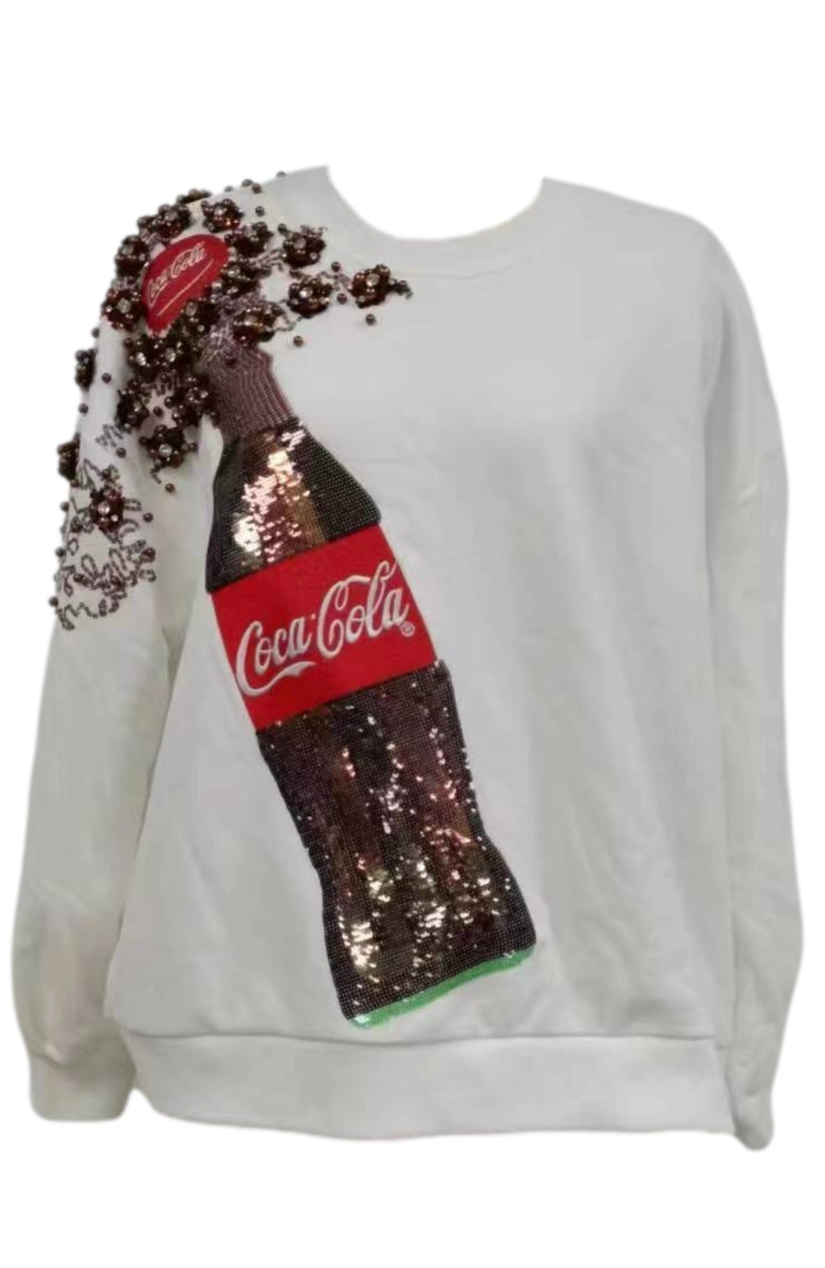 Queen of Sparkles White Popping Coca Cola Bottle Sweatshirt