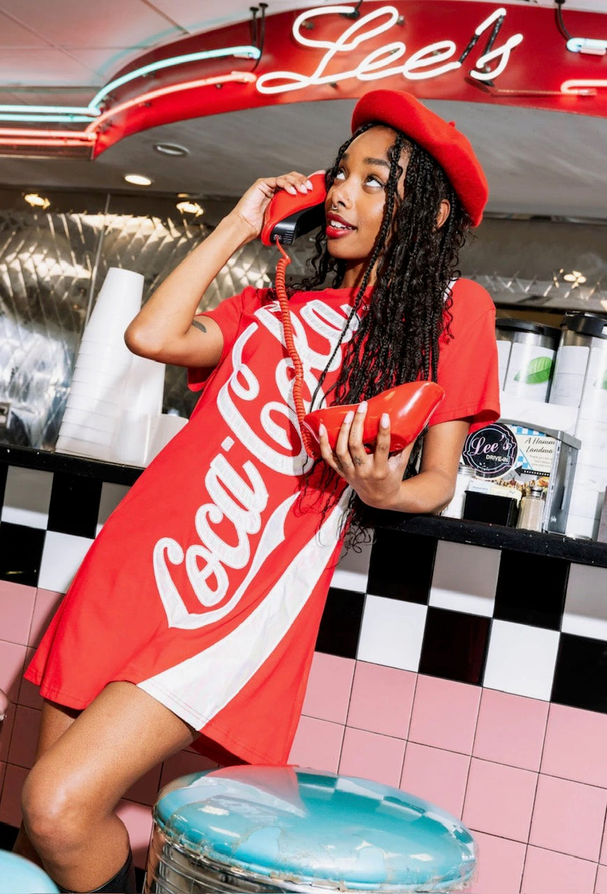 Queen of Sparkles Red Coca Cola Logo Tee Dress