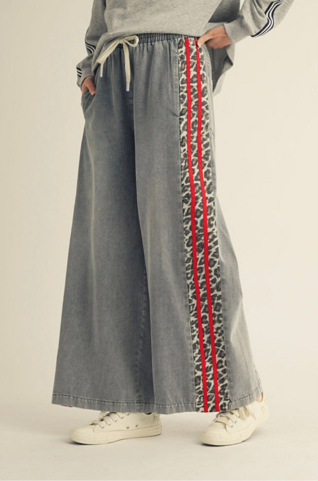 Leopard Striped Wide-Leg in Red