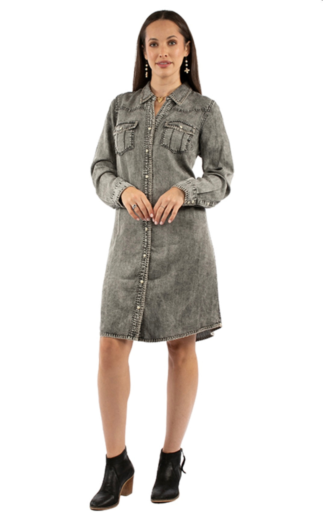 Pearl Snap Whip Stitch Dress