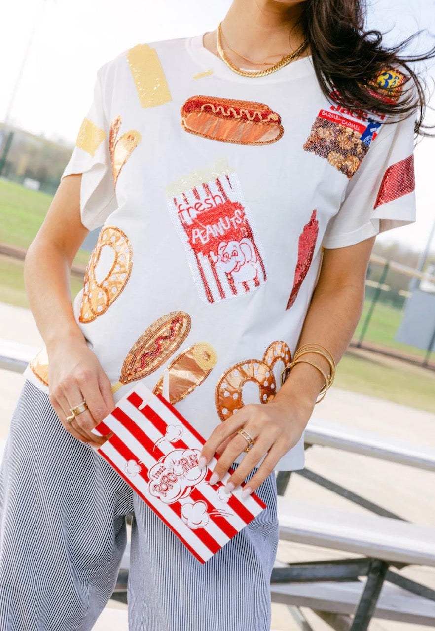 White Multi Ballpark Food Tee