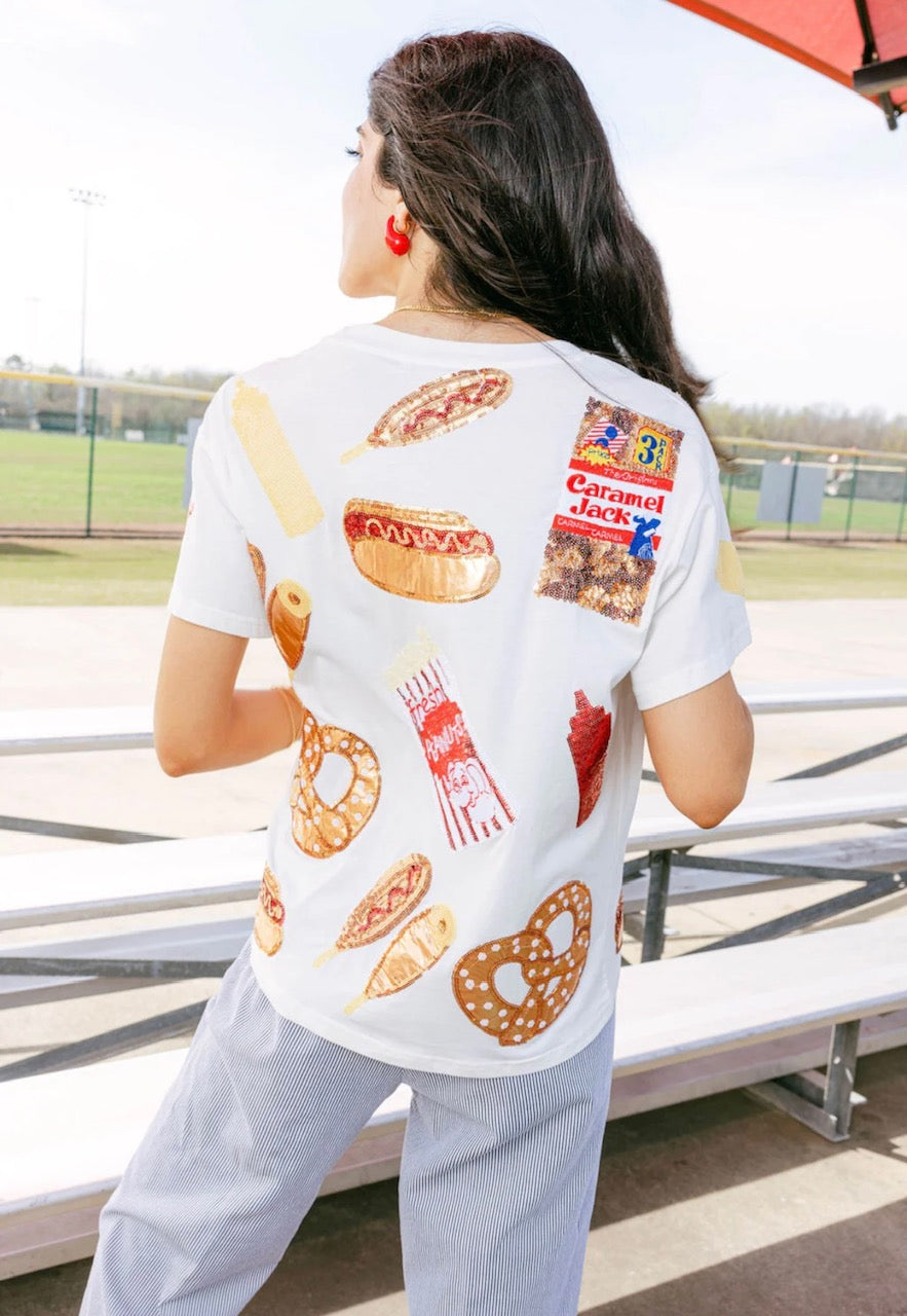 White Multi Ballpark Food Tee