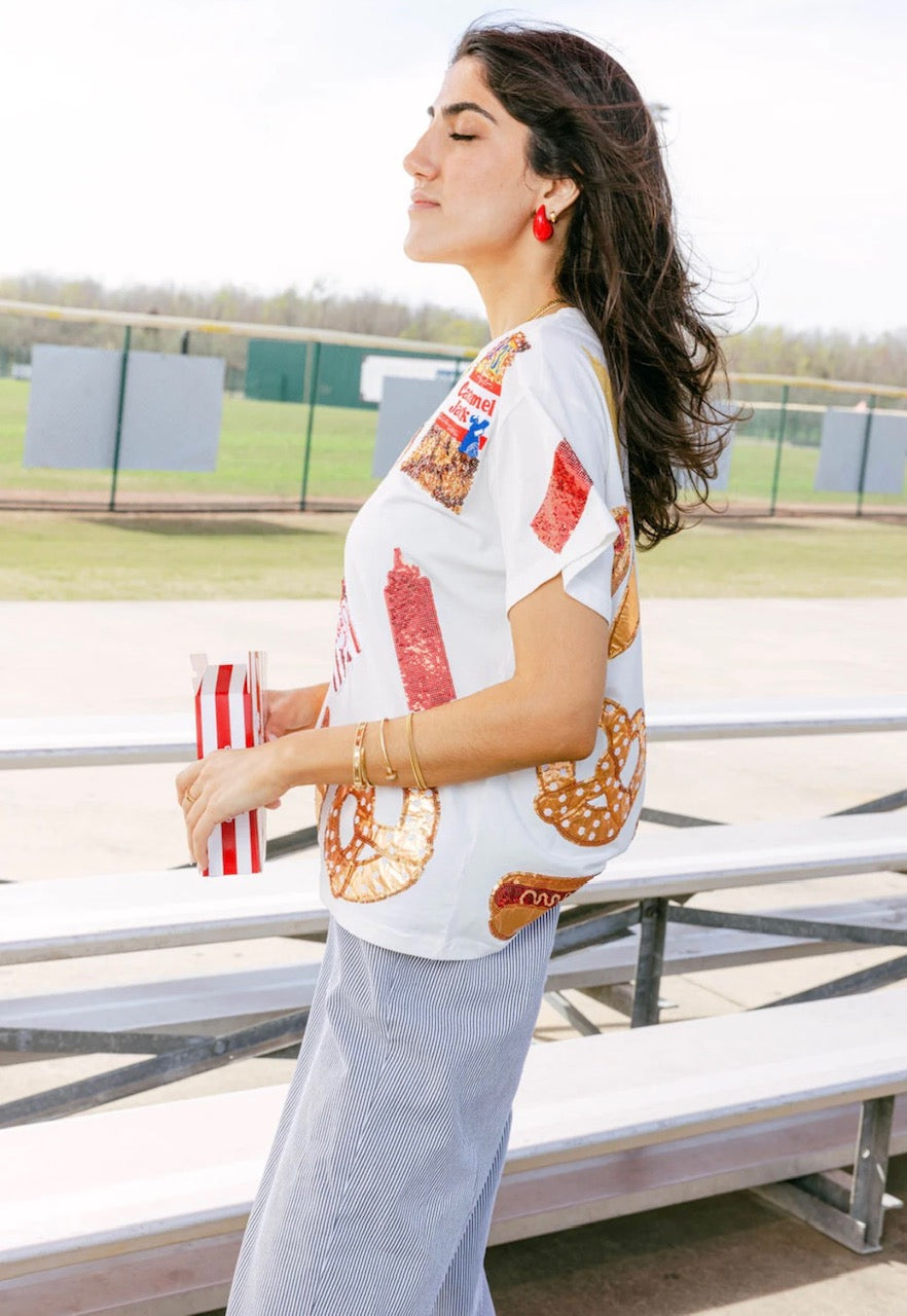 White Multi Ballpark Food Tee