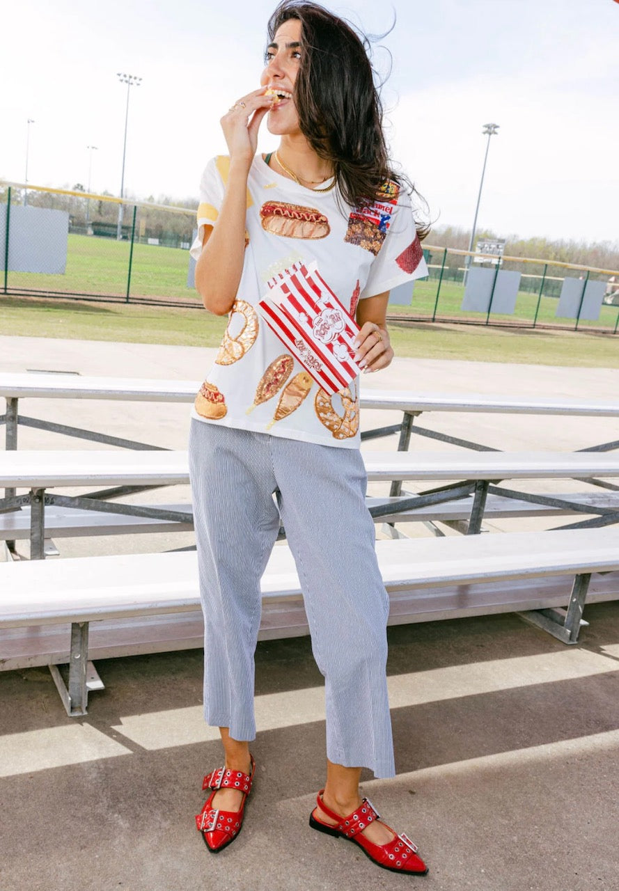 White Multi Ballpark Food Tee