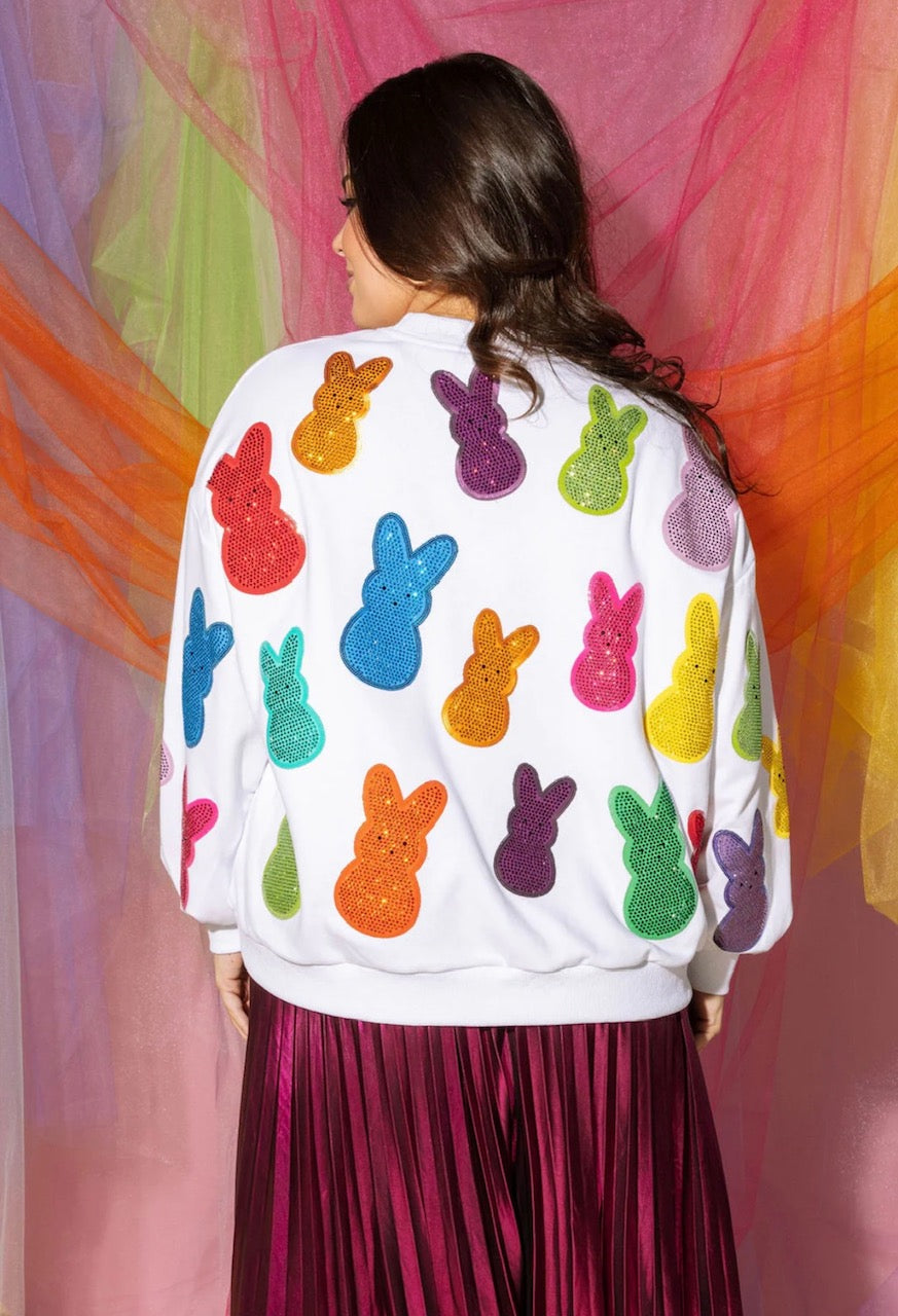 Queen of Sparkles White Multi Peeps Sweatshirt