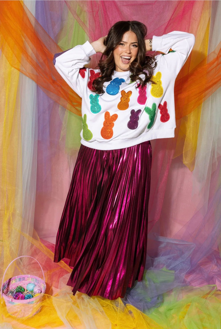 Queen of Sparkles White Multi Peeps Sweatshirt