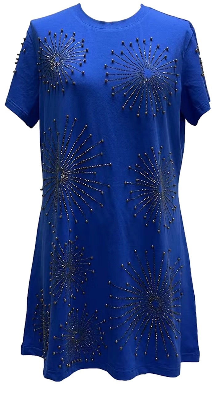 Queen of Sparkles Royal Blue Firework Tee Dress