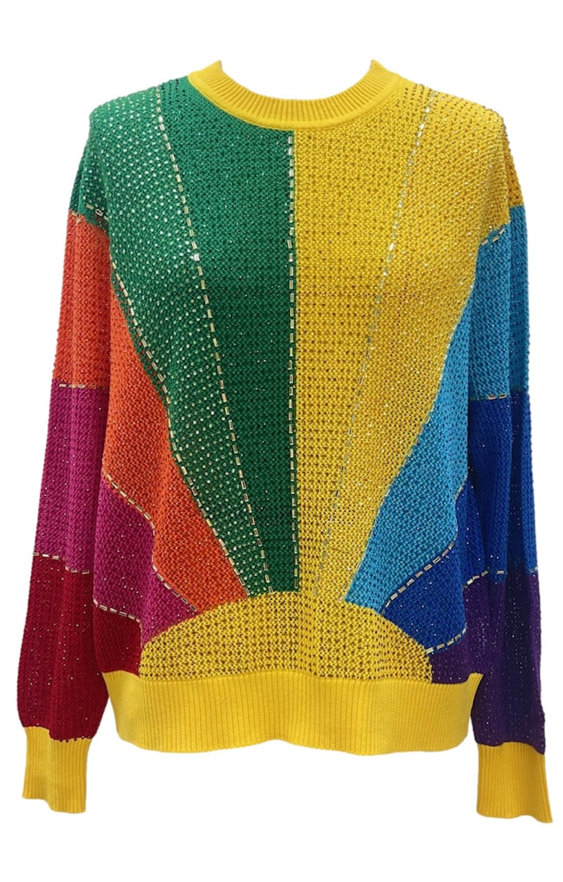 Queen of Sparkles Rainbow Sunshine Rhinestone Top