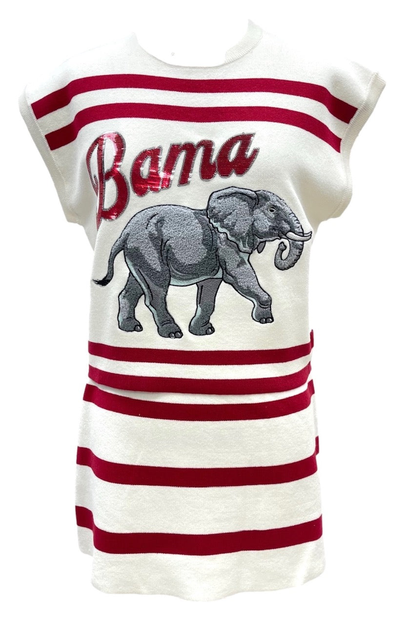 Queen of Sparkles White & Crimson 'Bama' Short Sleeve Top