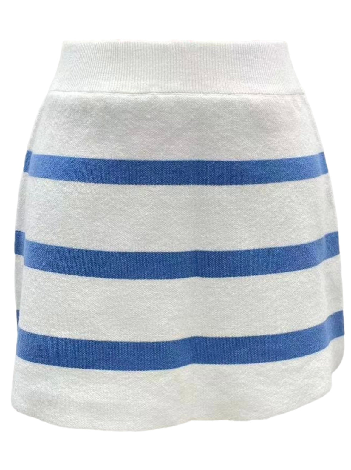 Queen of Sparkles White & Powder Blue Striped Sweater Skirt