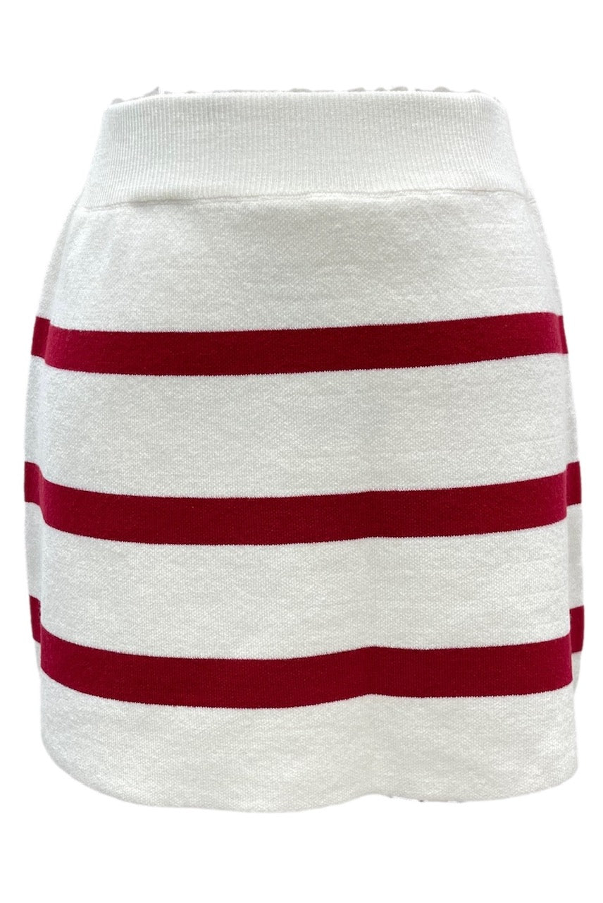 Queen of Sparkles Crimson & White Striped Sweater Skirt