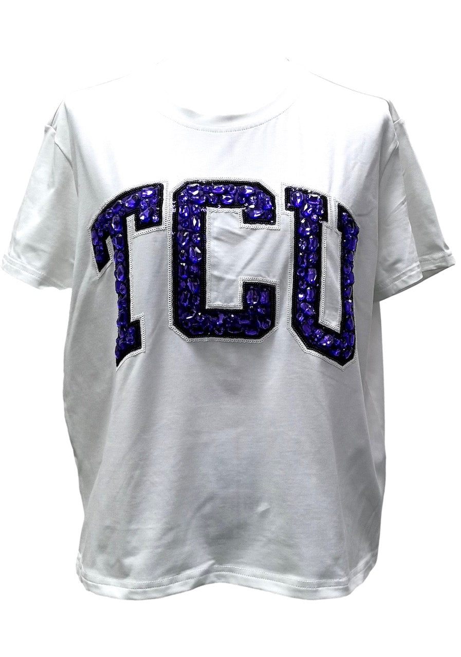 Queen of Sparkles Licensed TCU Jeweled Letter Tee