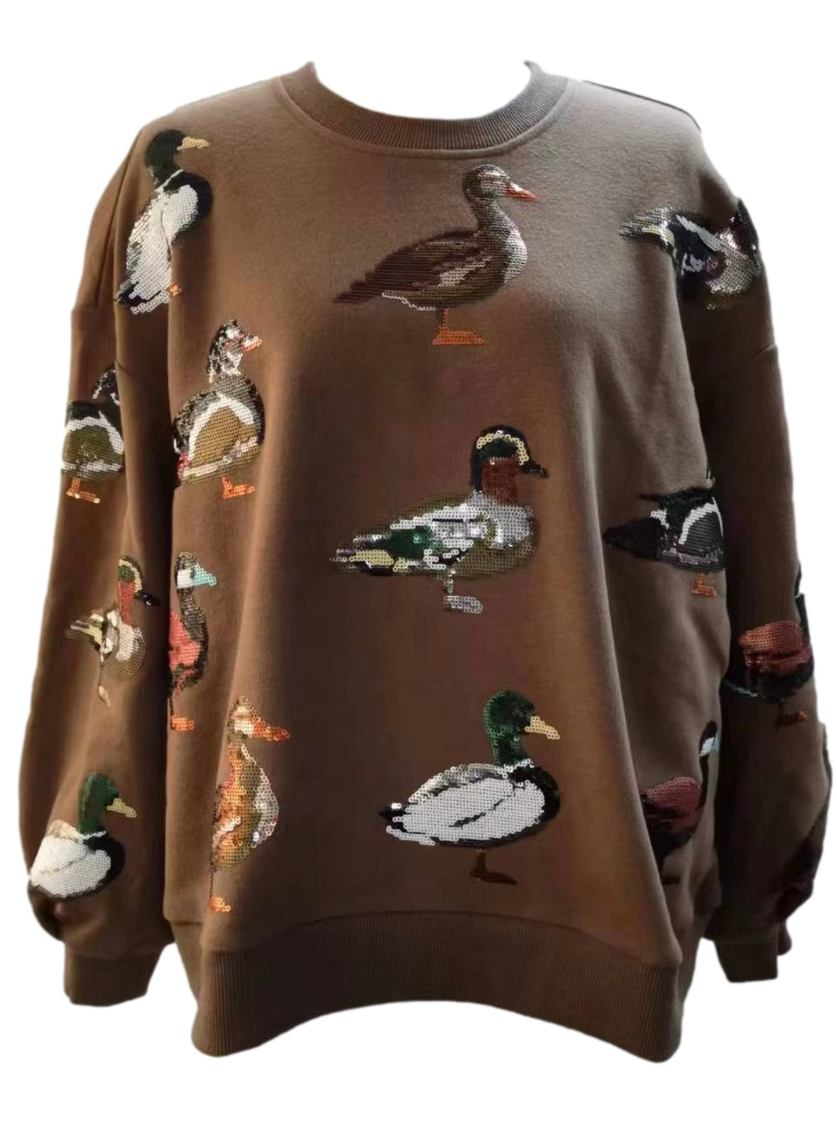 Queen of Sparkles Brown Scattered Duck Sweatshirt