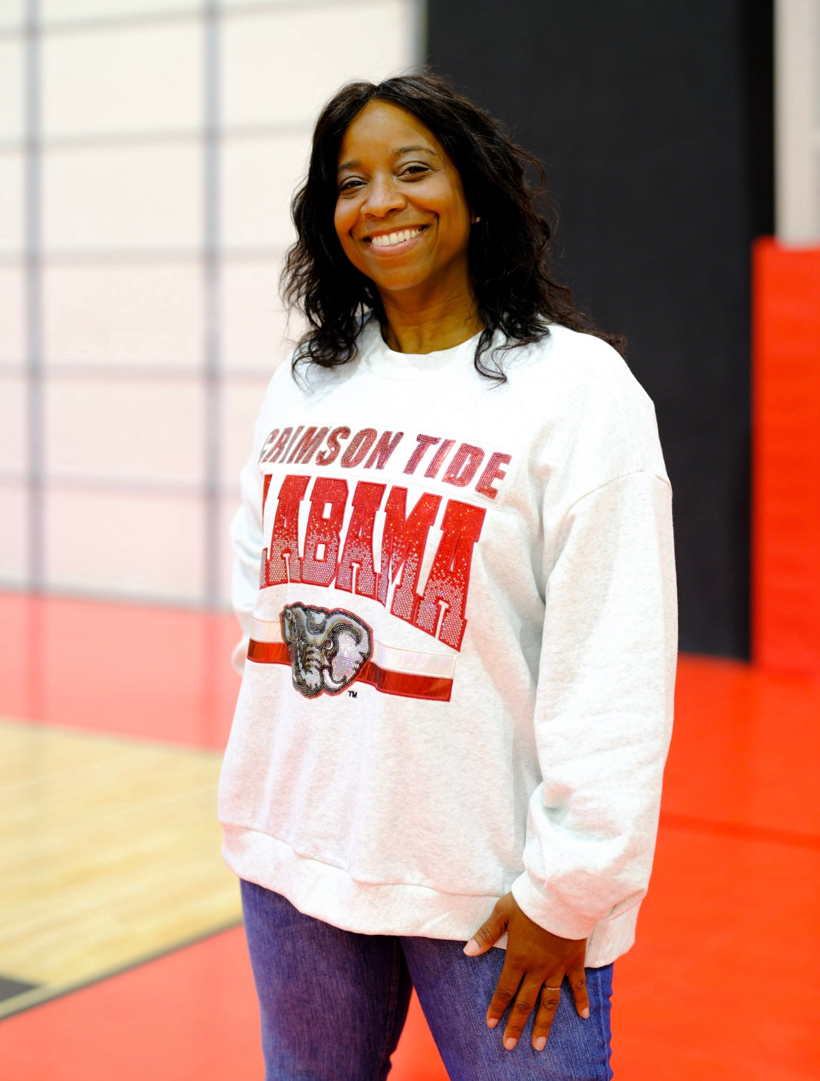 Queen of Sparkles Licensed-Grey 'Crimson Tide Alabama' Vintage Sweatshirt