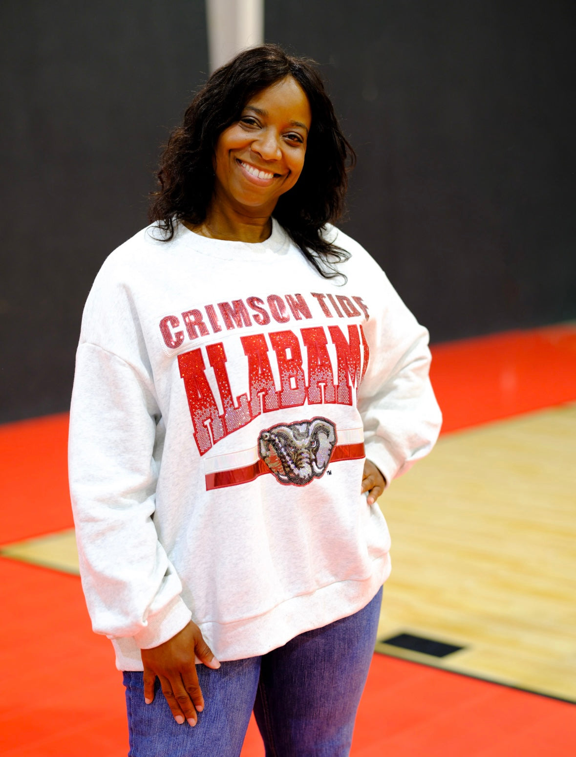 Queen of Sparkles Licensed-Grey 'Crimson Tide Alabama' Vintage Sweatshirt