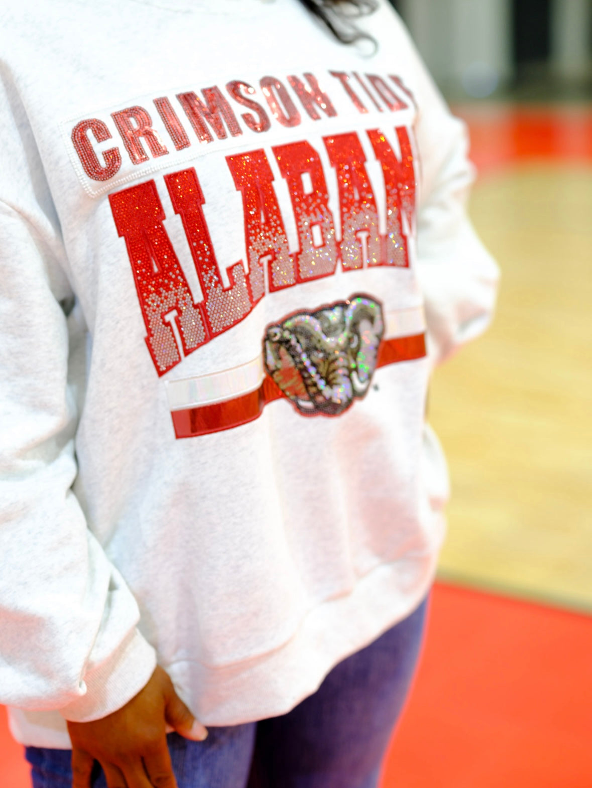 Queen of Sparkles Licensed-Grey 'Crimson Tide Alabama' Vintage Sweatshirt