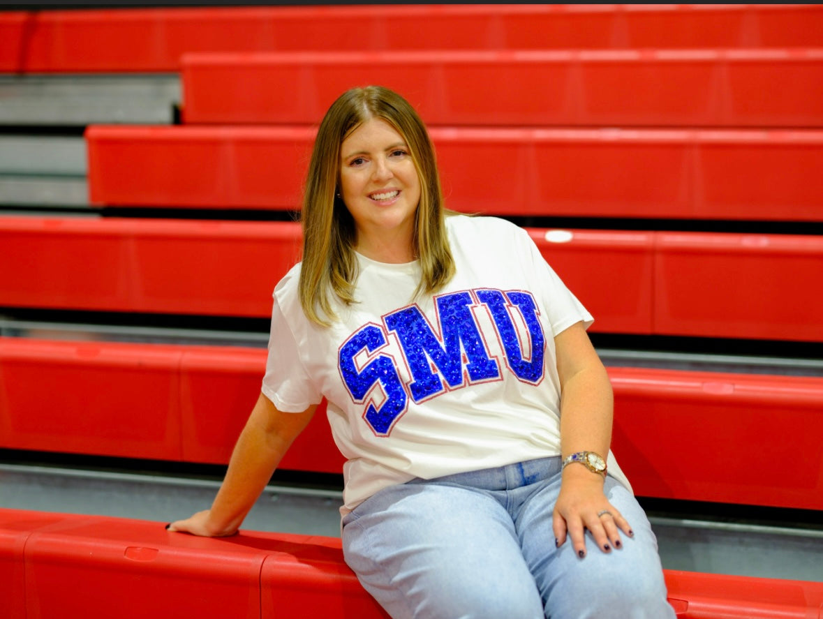 Queen of Sparkles Licensed SMU Jeweled Letter Tee