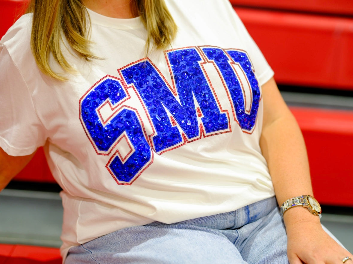 Queen of Sparkles Licensed SMU Jeweled Letter Tee