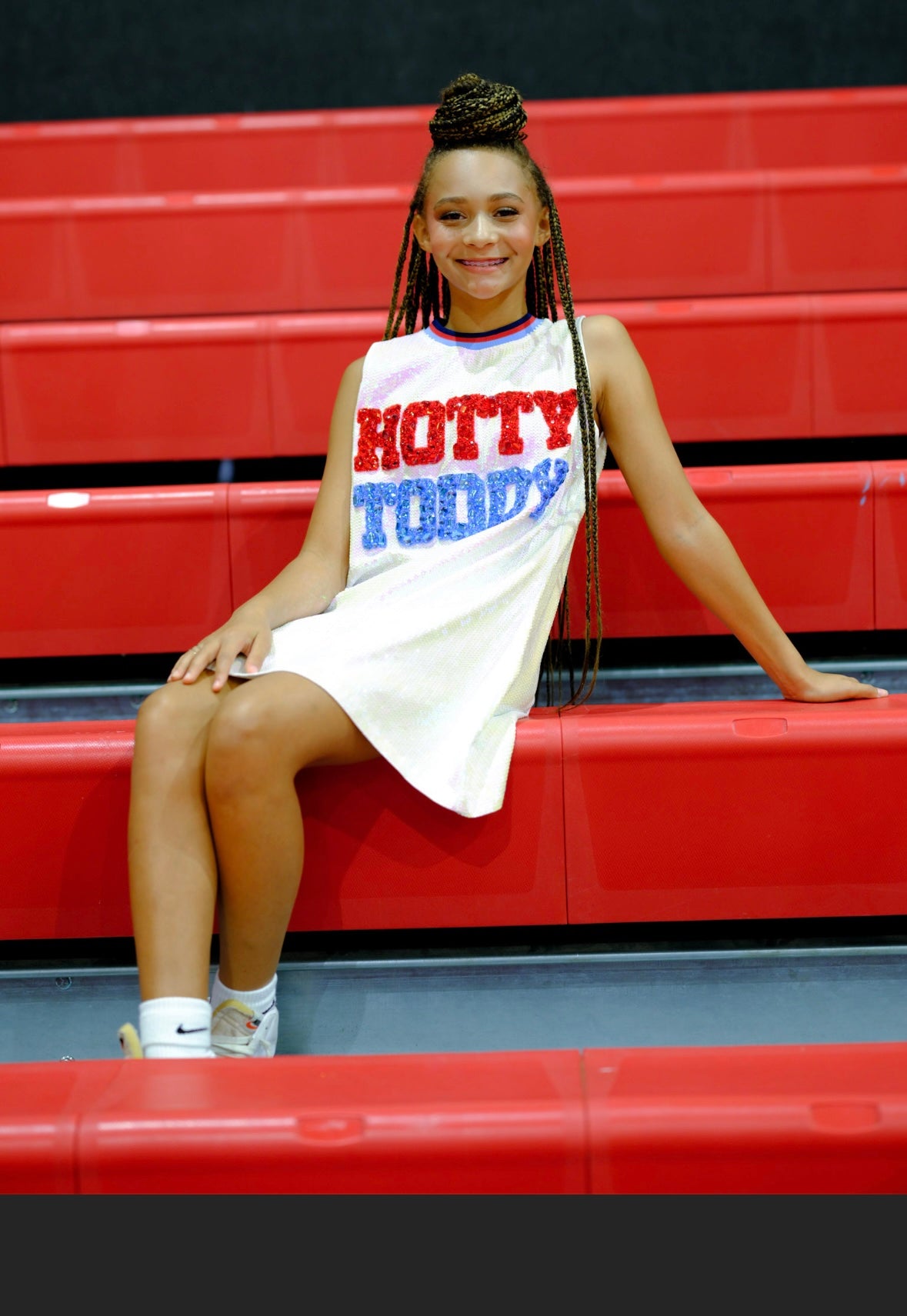 Queen of Sparkles Licensed White Full Sequin 'Hotty Toddy' Tank Dress