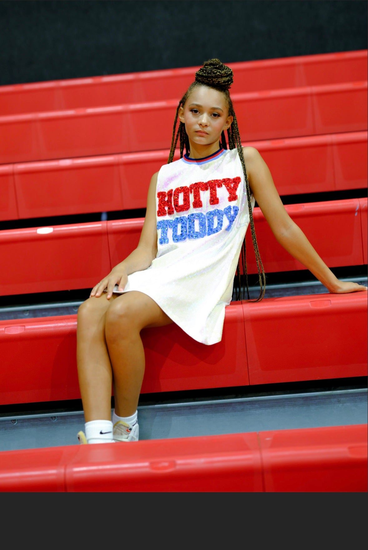 Queen of Sparkles Licensed White Full Sequin 'Hotty Toddy' Tank Dress