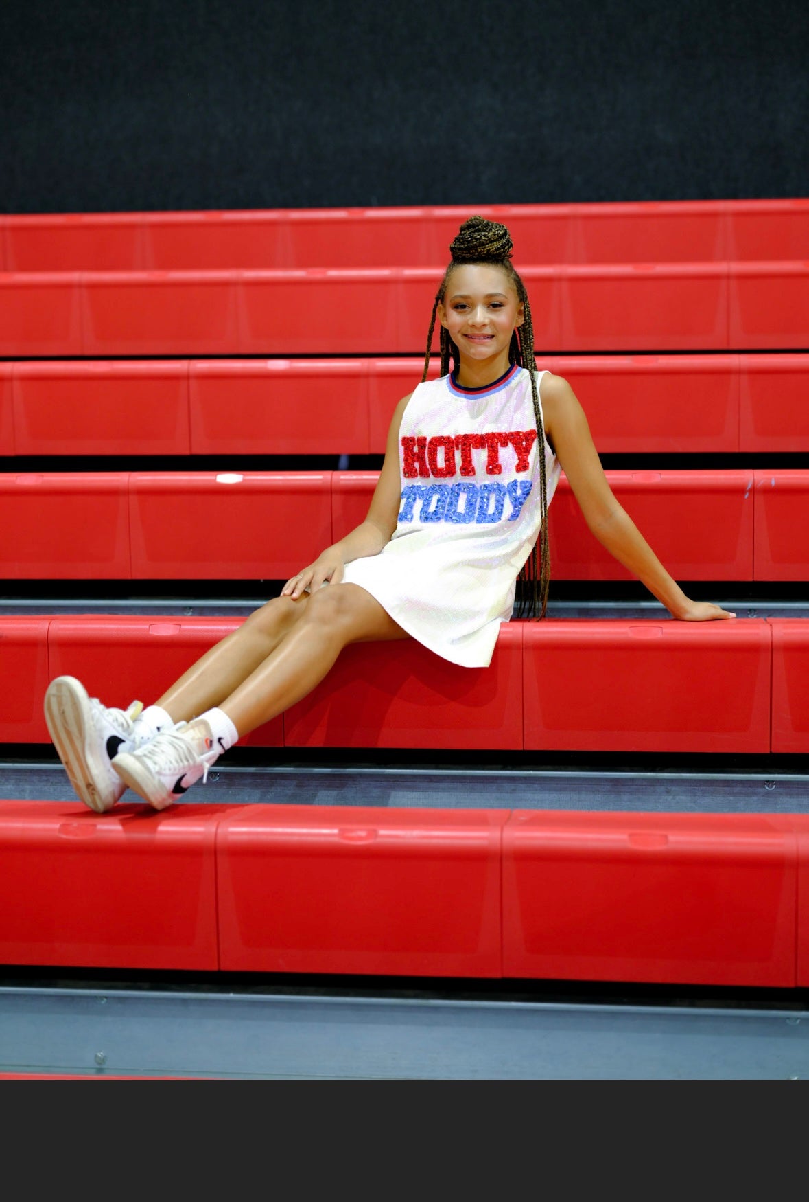 Queen of Sparkles Licensed White Full Sequin 'Hotty Toddy' Tank Dress