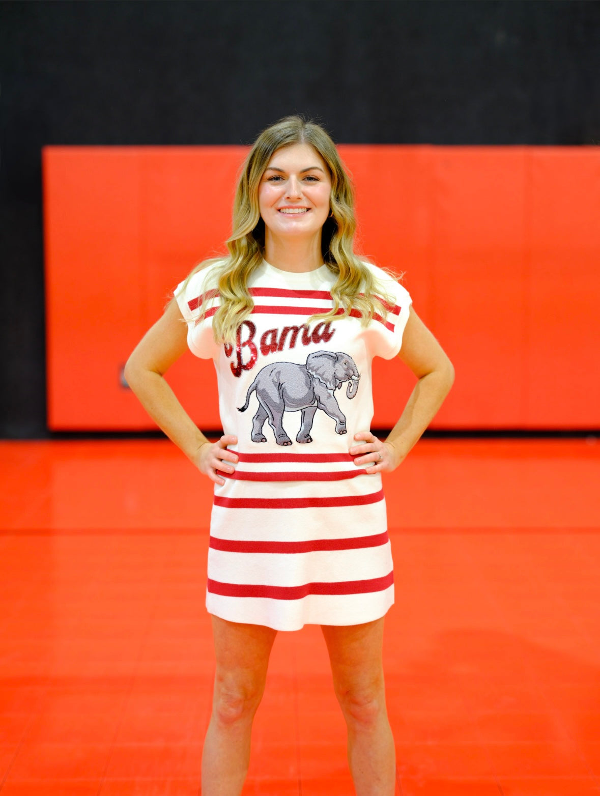 Queen of Sparkles White & Crimson 'Bama' Short Sleeve Top