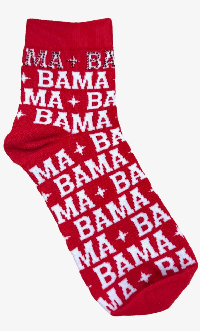 Queen of Sparkles Licensed White & Crimson 'Bama' Socks