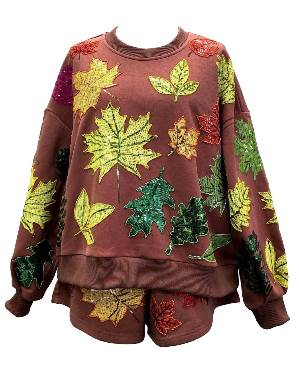 Queen of Sparkles Brown Fall Leaves Sweatshirt