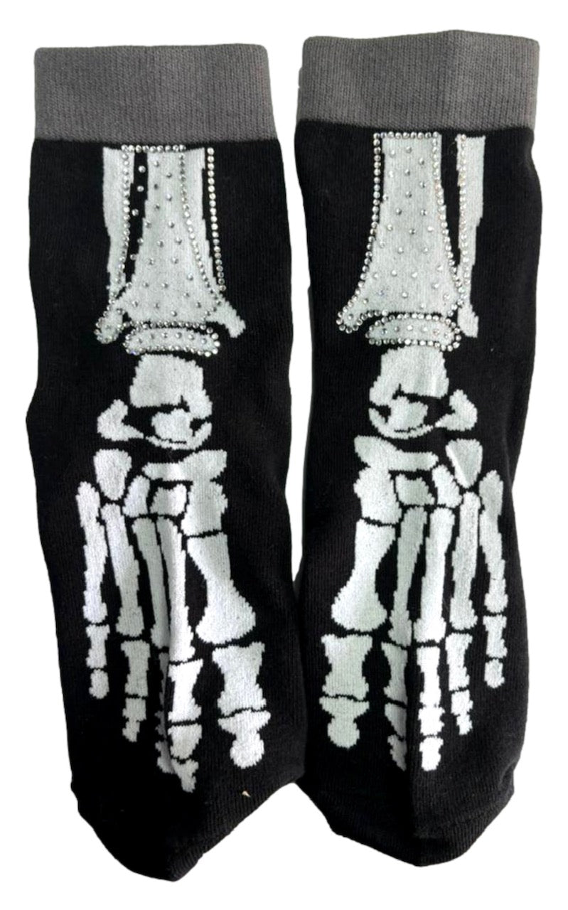 Queen of Sparkles Black & White Skeleton Socks