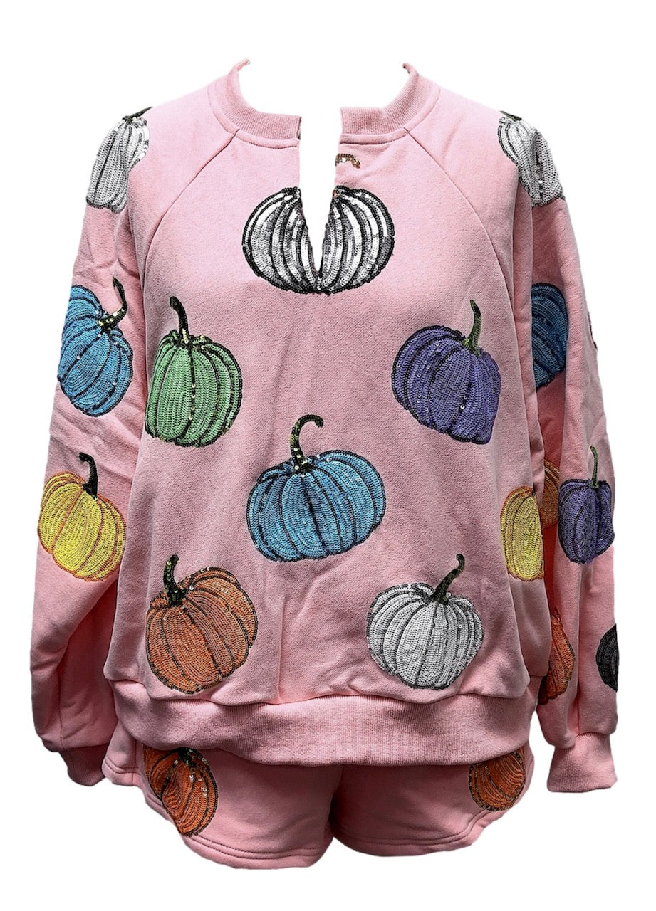 Queen of Sparkles Pink Multi Pumpkin Sweatshirt