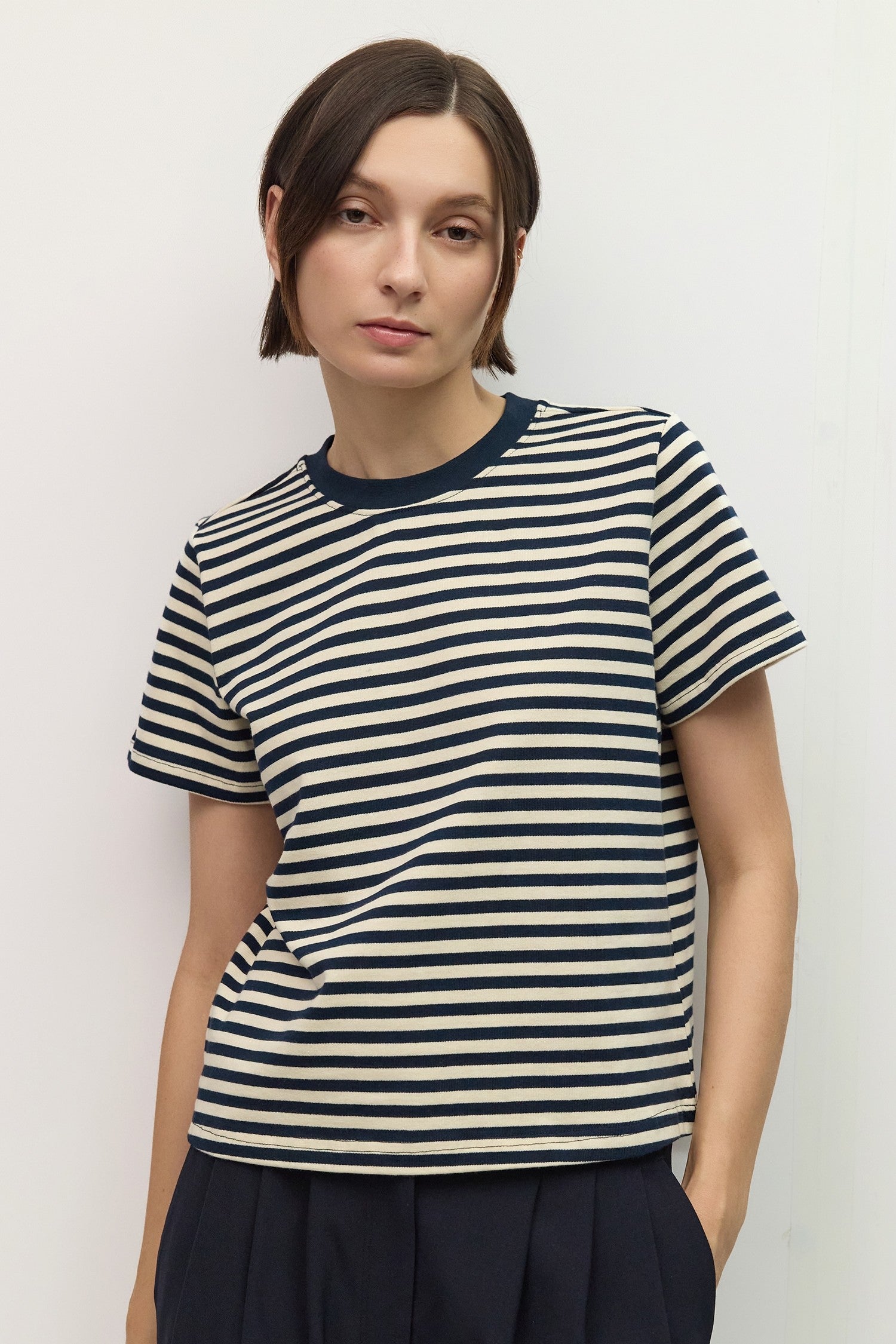 Striped Tee - Brown and Cream