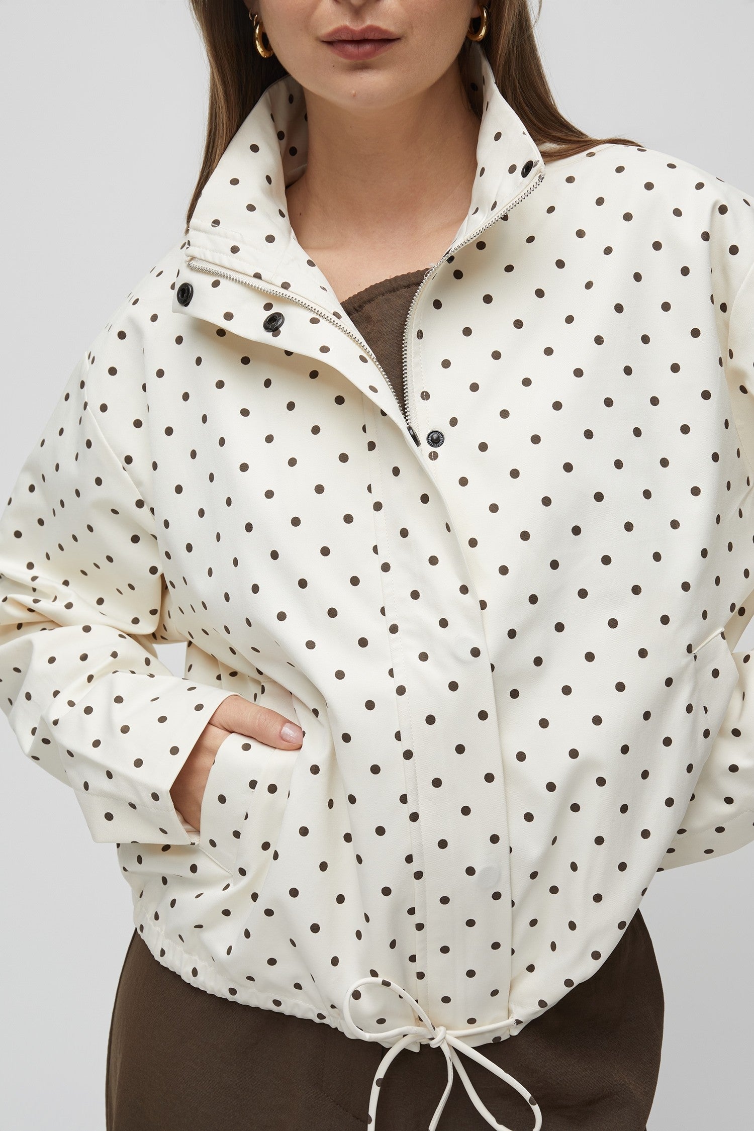 Polka Dot Turtleneck Bomber Jacket