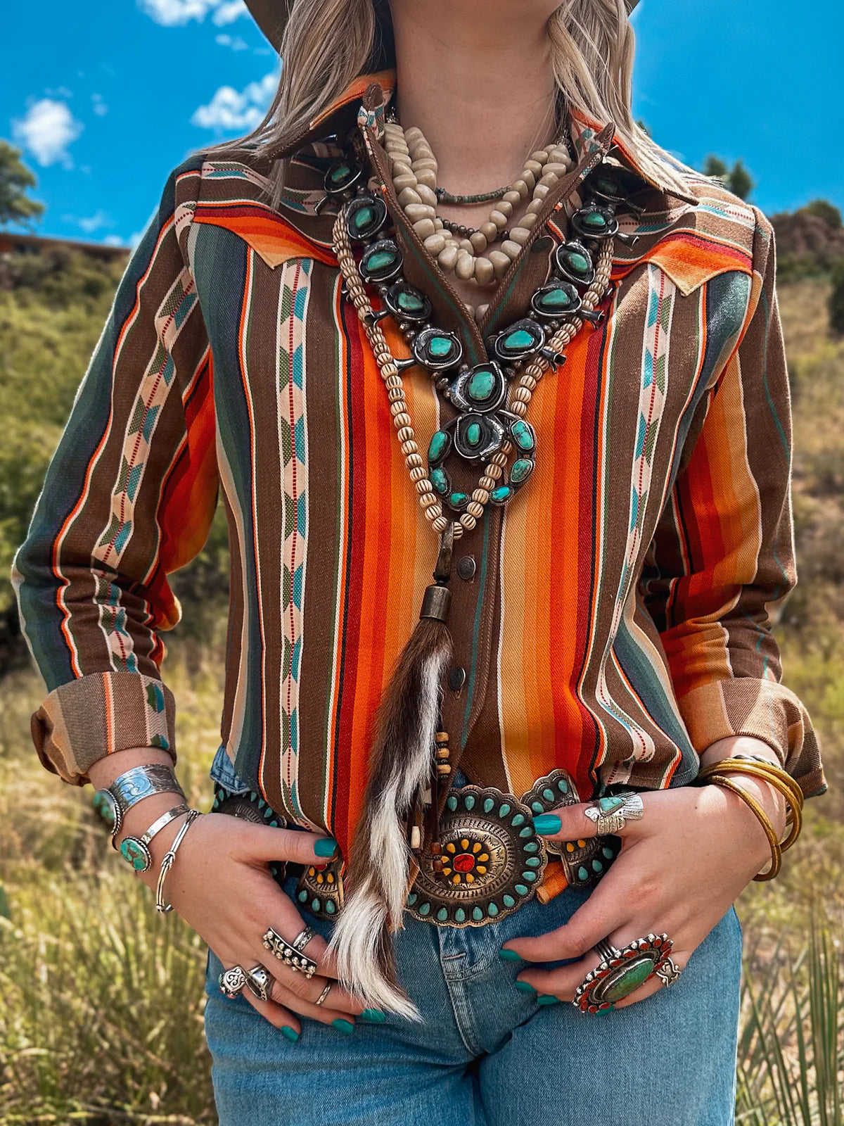 Kacey Top Serape - Desert Sun