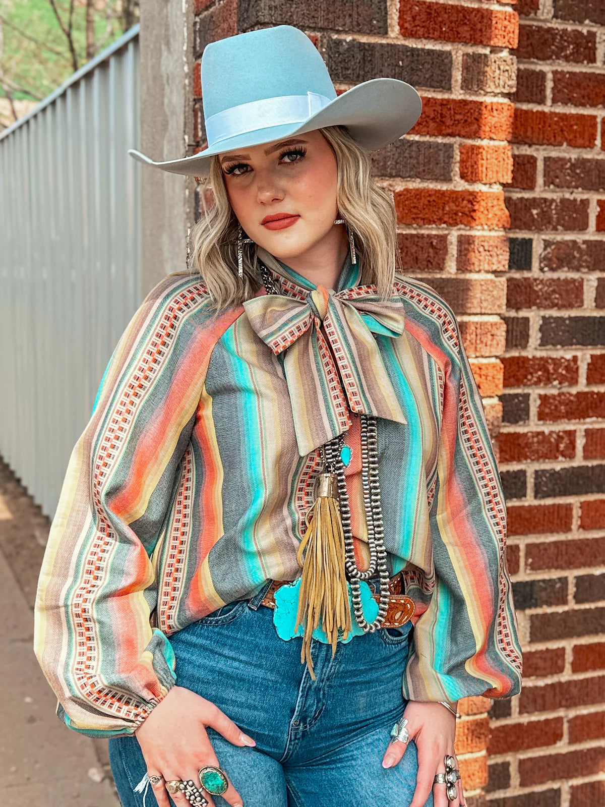 Silverado Apparel Elise Tie Blouse Artesia Serape
